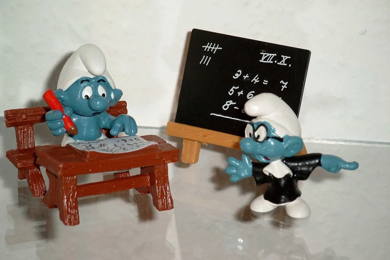 Smurfs, school, teacher